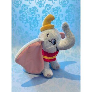 Disney Dumbo Plush Soft Toy With Yellow Hat & Pink Ears 7" Tall For Kids Collect